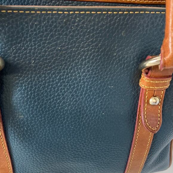 DOONEY & BOURKE NAVY-TEAL  PEBBLED LEATHER LARGE HANDBAG - Picture 9 of 16